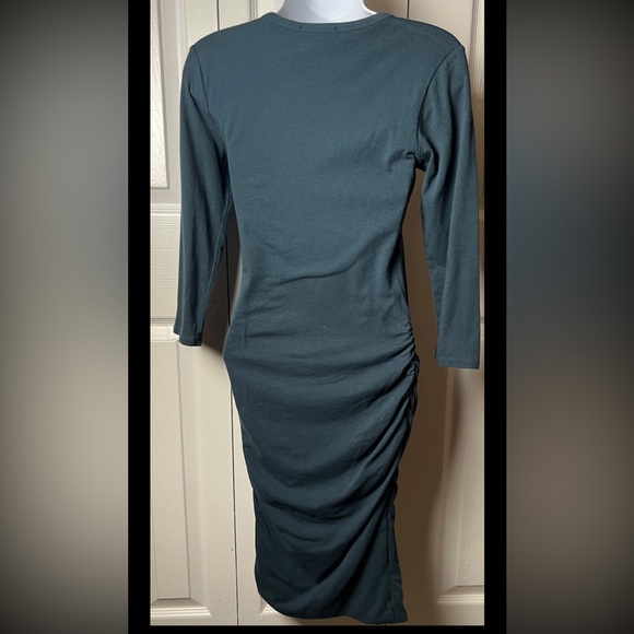 JAMES PERSE Skinny Dress Bodycon Ruched Mini Forest Green Teal Small - Picture 3 of 6